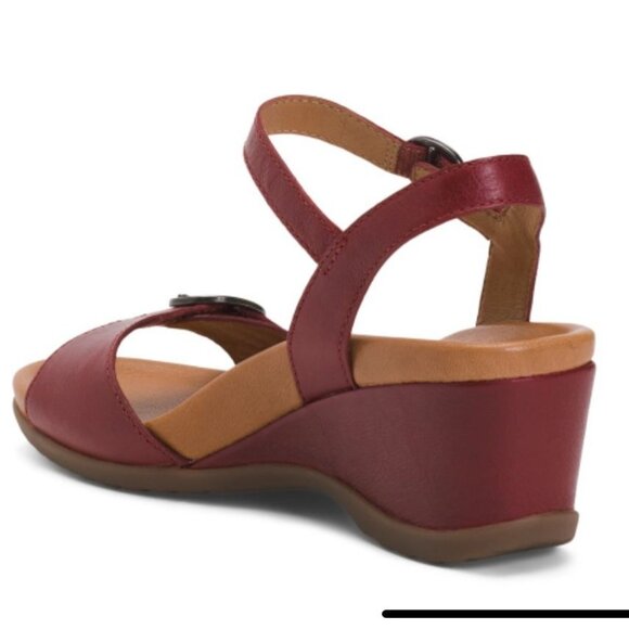 DANSKO NWB Sz 37 Red  Leather Arielle Glazed Kid Comfort Sandals - Picture 10 of 12